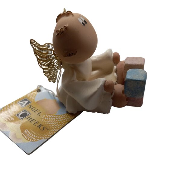 Angel Cheeks Cherub Baby Blocks Figurine Gold Wings Russ Kirks Kritters - Picture 2 of 8
